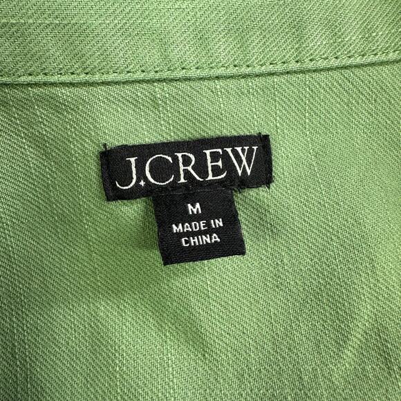 J. Crew Dress Womens Medium Green Harbor Drapey Cotton Lace Up Utility Collared - Picture 5 of 11